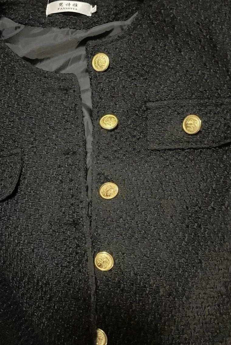 Ayollar tvit mini-jaket, uzun yeng klassik uslub  kuz, bahor uchun klassik kostyum