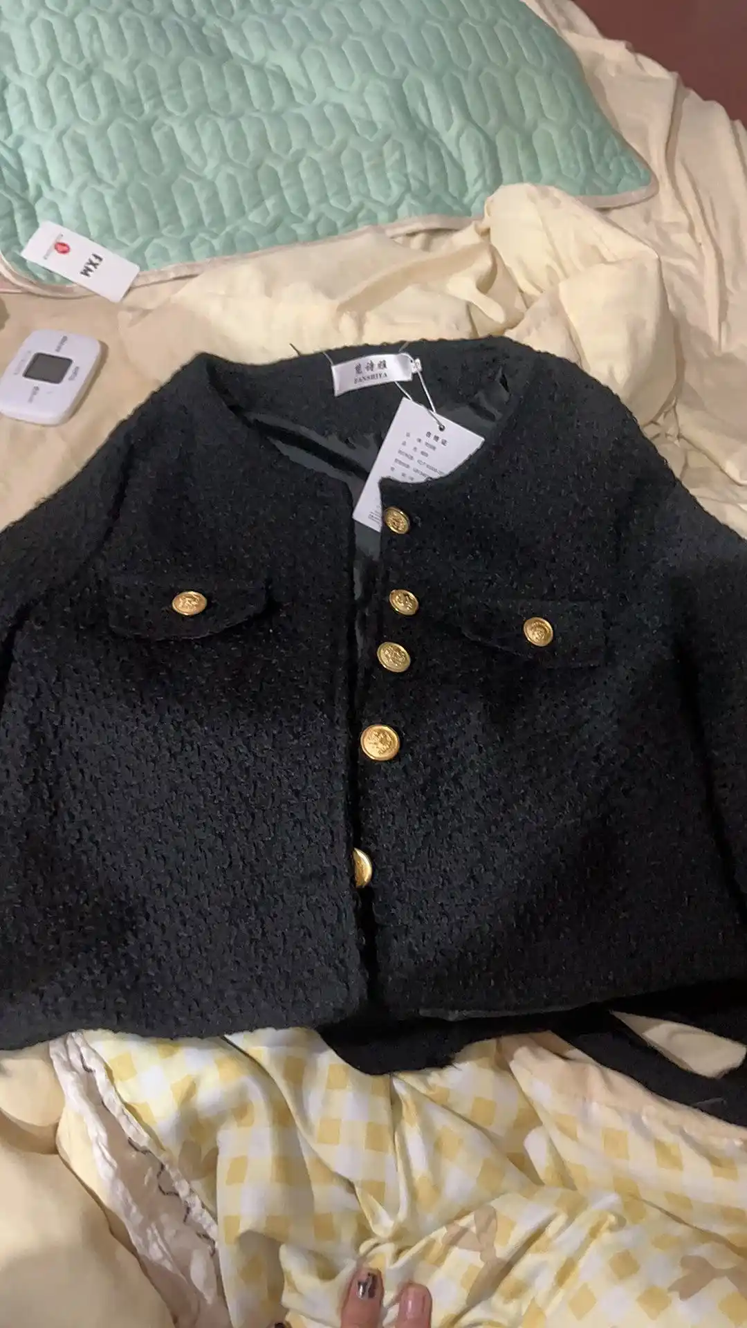 Ayollar tvit mini-jaket, uzun yeng klassik uslub  kuz, bahor uchun klassik kostyum