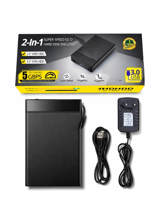 HDD disklar uchun 3’5 SATA tashqi korpusi USB 3.0 6Gb/s, indikator va quvvat bloki bilan