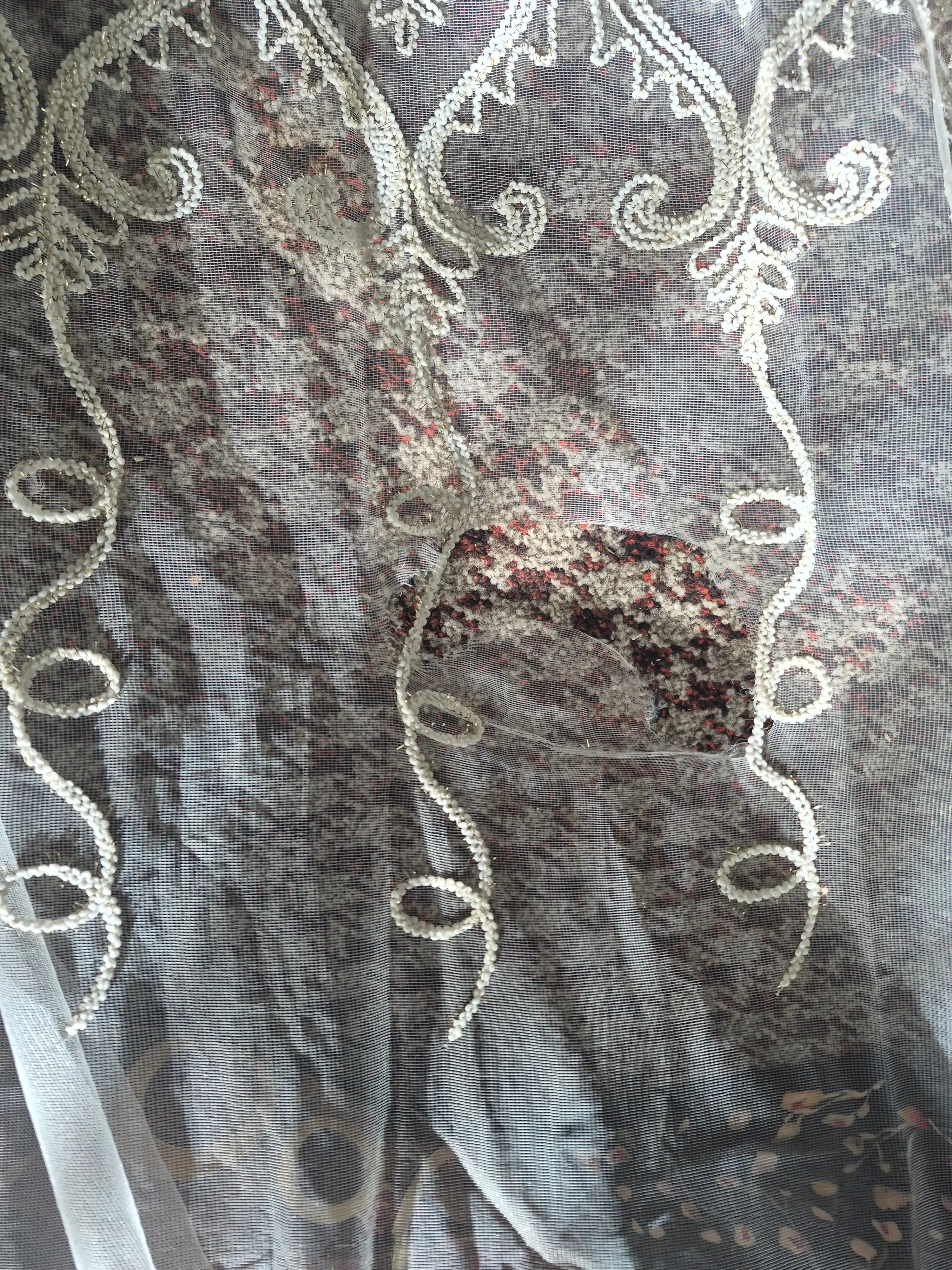 Tyul parda, tikilgan naqshli, yotoqxona pardasi, mehmonxona pardasi, 2.90*3