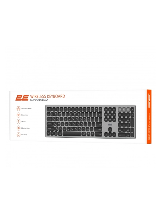 2E KS270 105 klavishli simsiz klaviatura, WL, BT, 2E-KS270WBGR