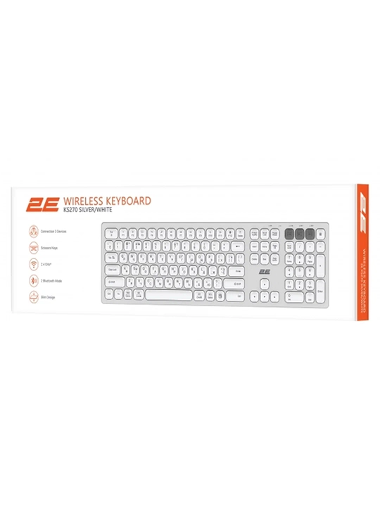 2E KS270 105 klavishli simsiz klaviatura, WL, BT, 2E-KS270WBGR