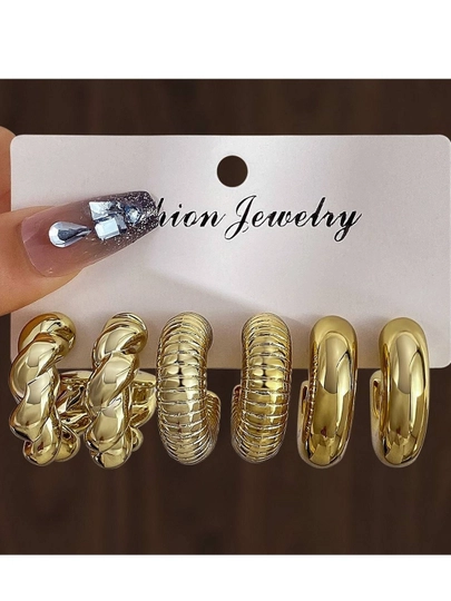 Женский набор серёг, разный дизайн, fashion jewelry, 3 пары в одном комплекте — MIAUZ-ZIRAK04-БЕЖЕВ