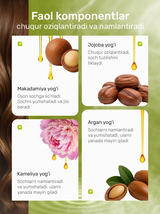 Keratin Queen mavrak ekstrakti bilan qazg‘oqqa qarshi tinchlantiruvchi soch sarumi, 100 ml