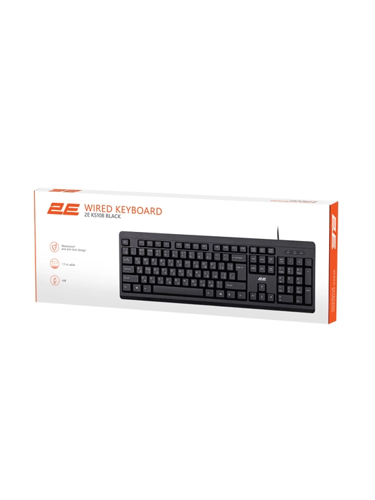 2E KS101,KS108 USB Black 104/107 simli membranali klaviatura, qora
