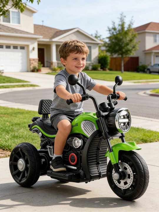 2–9 yoshli bolalar uchun mos keladigan, Bluetooth musiqaga ega elektr mototsikl