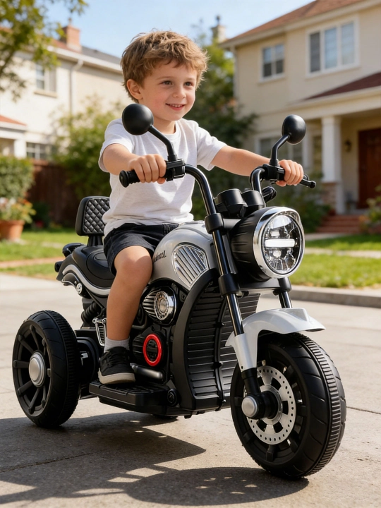 2–9 yoshli bolalar uchun mos keladigan, Bluetooth musiqaga ega elektr mototsikl