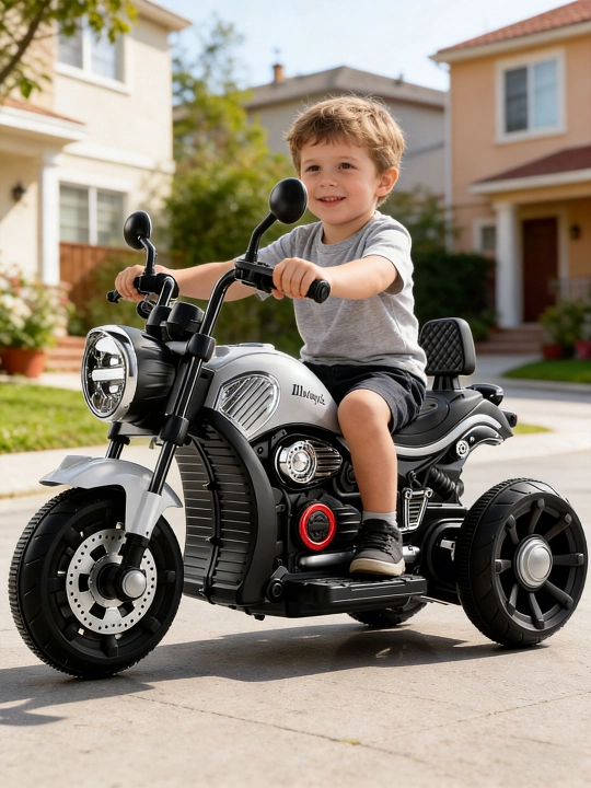 2–9 yoshli bolalar uchun mos keladigan, Bluetooth musiqaga ega elektr mototsikl