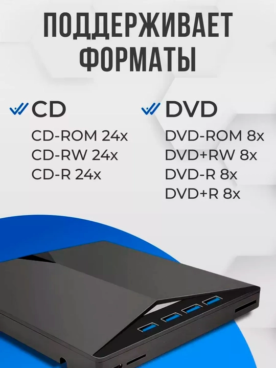 Tashqi USB 3.0 Type-C DVD-RW Noutbuk va shaxsiy kompyuter uchun 7 tasi 1 da