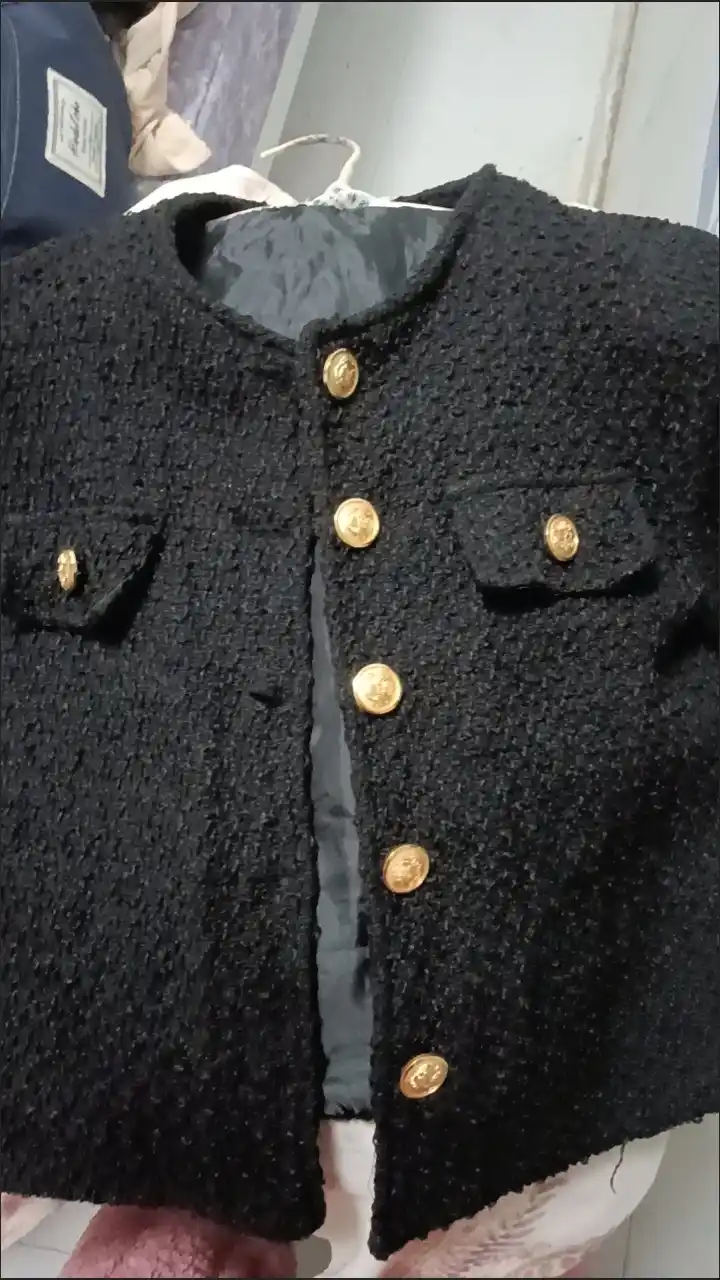 Ayollar tvit mini-jaket, uzun yeng klassik uslub  kuz, bahor uchun klassik kostyum