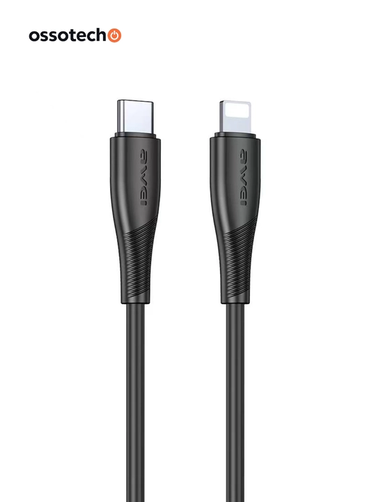 Кабель быстрой зарядки Lightning 27W для смартфонов Айфон, усиленный, медные жилы, 1 метр