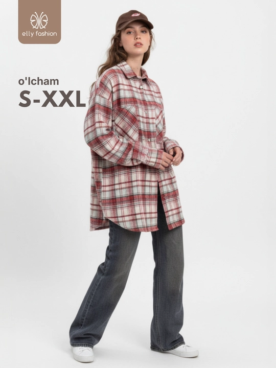 Rubashka oversize, Katakli ayollar ko‘ylagi - EllyFashion
