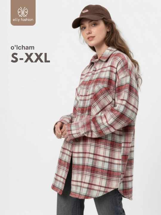 Rubashka oversize, Katakli ayollar ko‘ylagi - EllyFashion