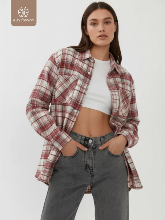 Rubashka oversize, Katakli ayollar ko‘ylagi - EllyFashion