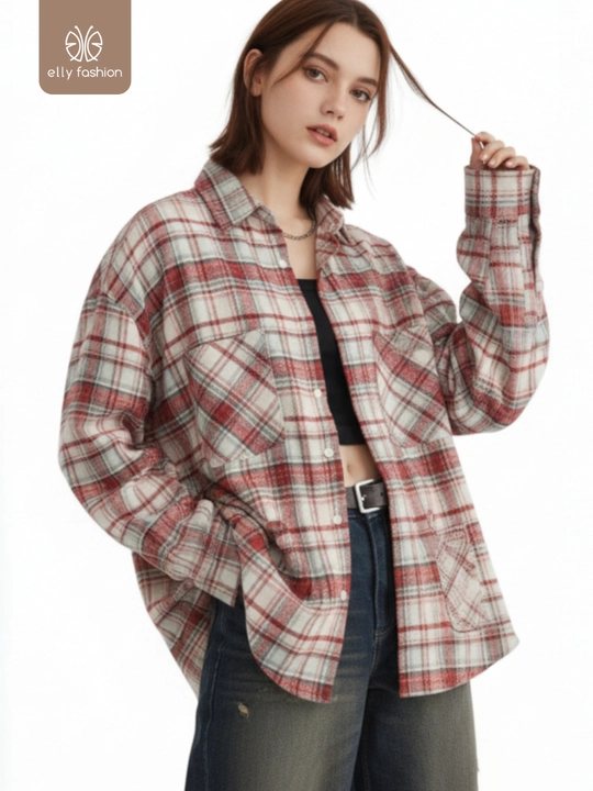 Rubashka oversize, Katakli ayollar ko‘ylagi - EllyFashion