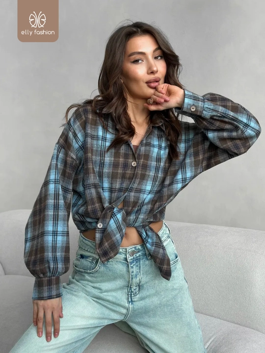 Rubashka oversize, Katakli ayollar ko‘ylagi - EllyFashion