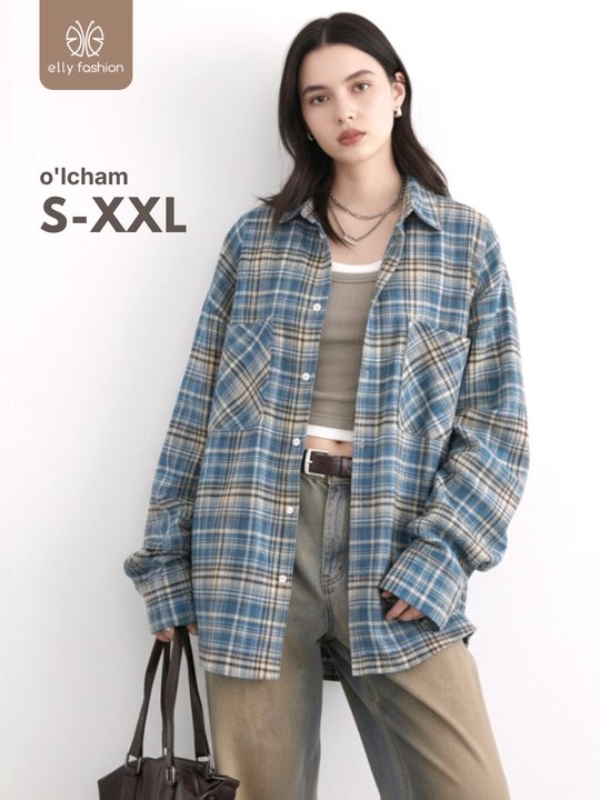 Rubashka oversize, Katakli ayollar ko‘ylagi - EllyFashion