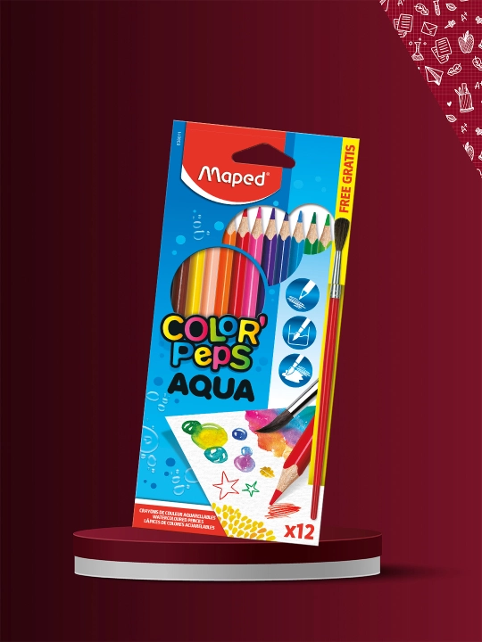 12 xil rangdagi yuqori mustahkamlikdagi qalamlar, Maped COLOR’PEPS, (12 rangli. AQUA)
