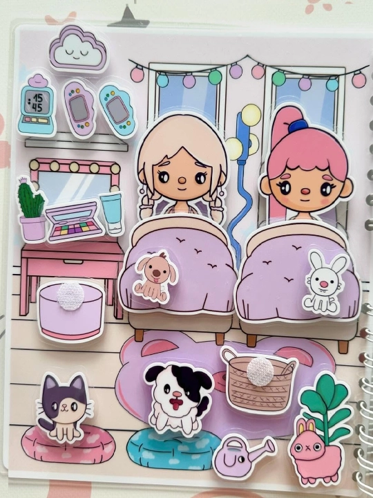 Yopishqoq kitob, stikerlar, barbi, modachi, toka-boka, avatar, labubu