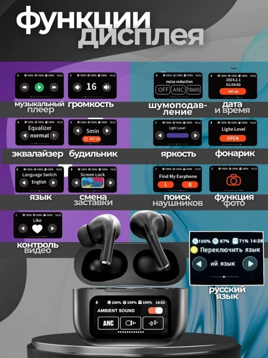 Naushnik, Pods Pro ANC/ENC, sensorli boshqaruv ekran, Bluetooth