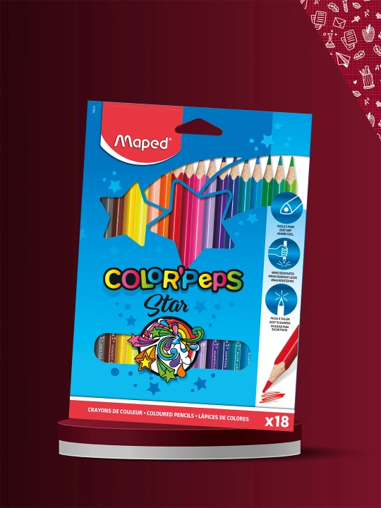 Yuqori quvvatli rangli qalamlar Maped 18color'peps
