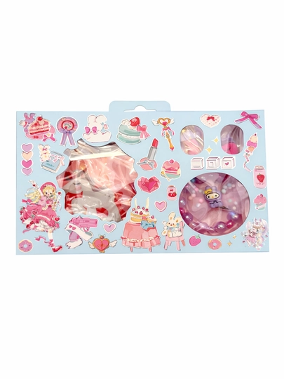 Подарочный набор Kawaii – заколки для волос, стикеры, браслет и кошелёк — БАЙМАГ-ZAKOLKI-ГОЛУБ