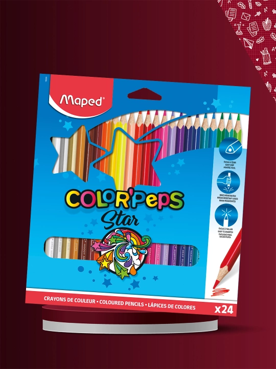 Maped 24 rangli Peps qo'shimcha kuchli rangli qalamlar