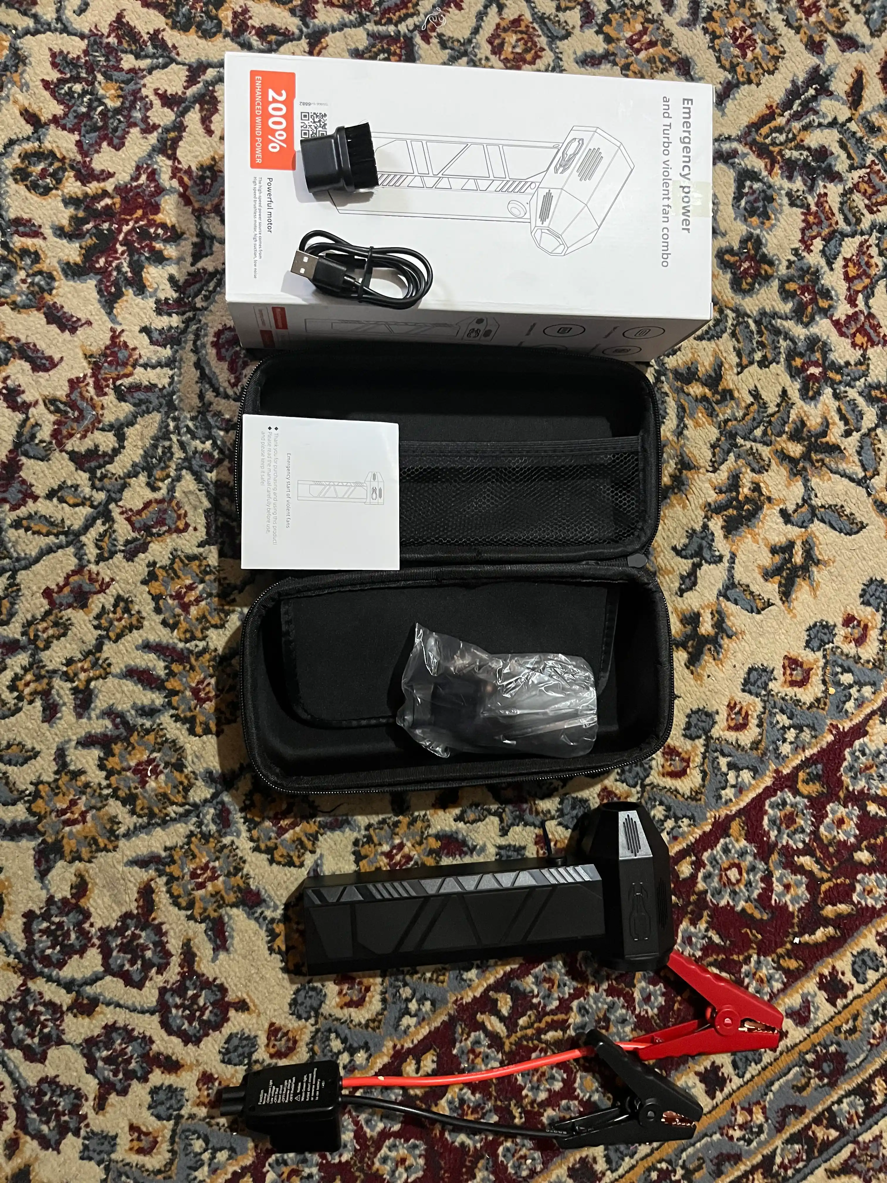 Ko‘p funksiyali avto favqulodda ishga tushirish, ventilyator va changyutgich Power bank