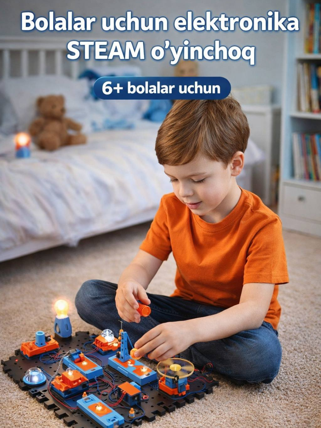 Bolalar uchun elektron konstruktor, STEAM DIY ilmiy o`yinchoq, sxema bloklari 6+ ta'limiy! - 
