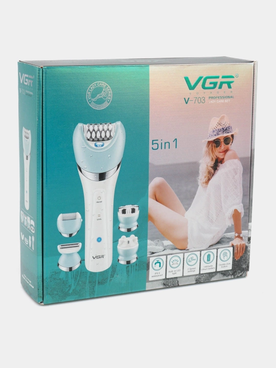 Epilyator ayollar uchun suv otkazmaydigan VGR V-733 6tasi1da portativ depilyator zaradkali