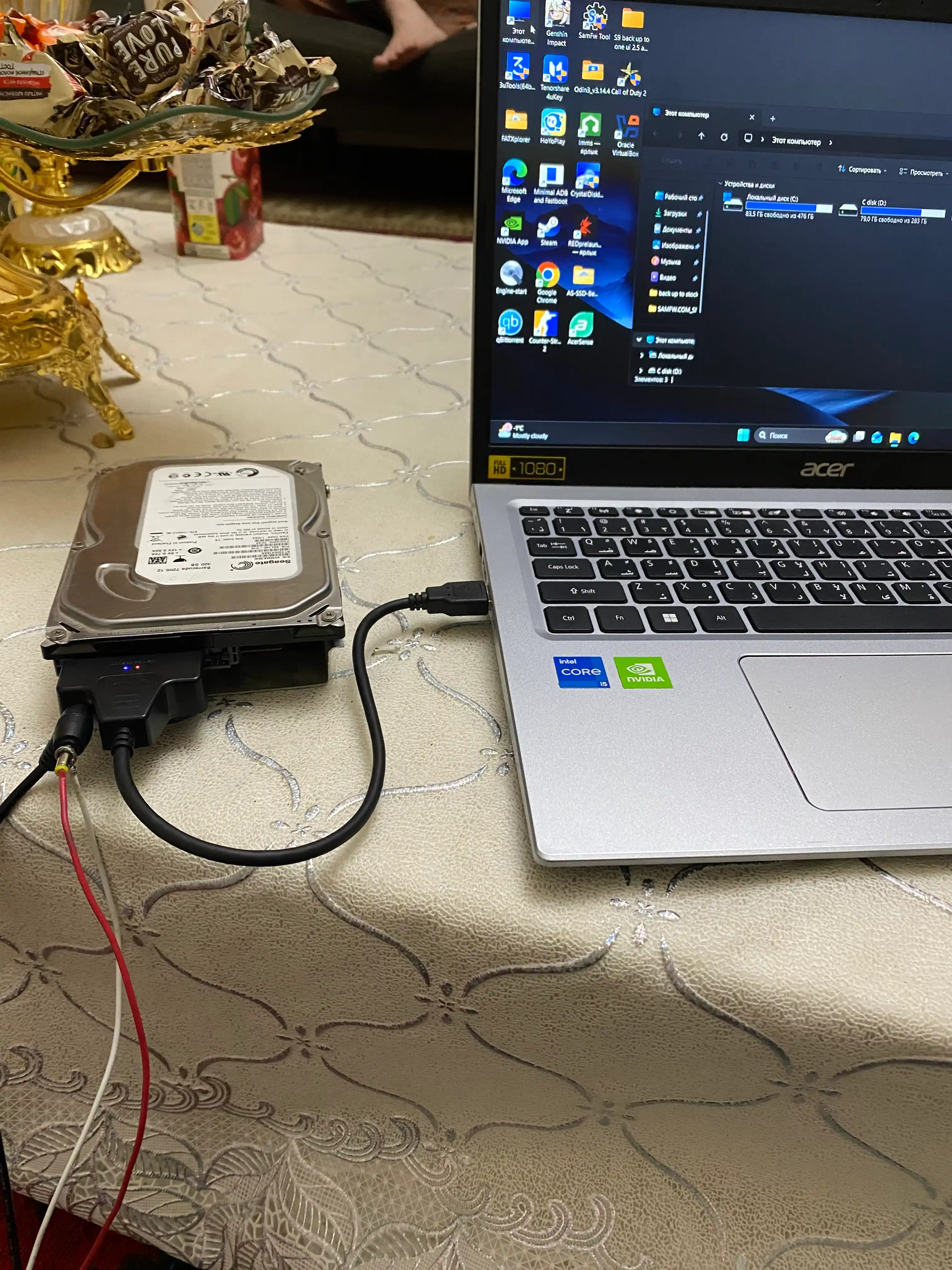 SATA-USB 3.0 adapter kabeli, 2.5" SSD va HDD disklar uchun adapter