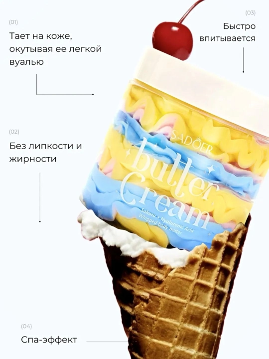 Крем баттер для рук и тела "butter cream", увлажняющий крем для рук, 180 г