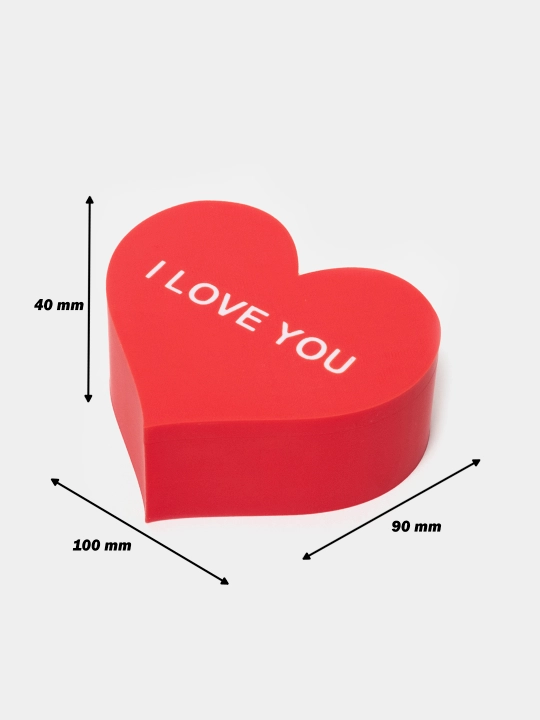 Ekologik toza PLA dan sovg'a qutisi (shkatulka) "Yurak" shaklida "I Love You" yozuvi bilan