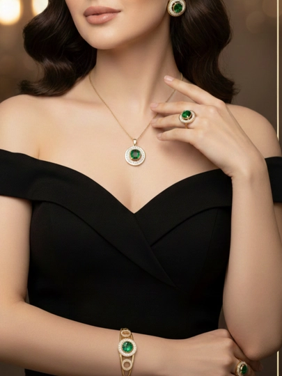 Комплект украшений в стиле Vancleef, Messika, Bvlgari, серьги, кольцо, браслет, цепочка — XULUX-KLEVER-БЕЖМЕЛ