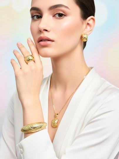 Комплект украшений в стиле Vancleef, Messika, Bvlgari, серьги, кольцо, браслет, цепочка — XULUX-KLEVER-ВИШН