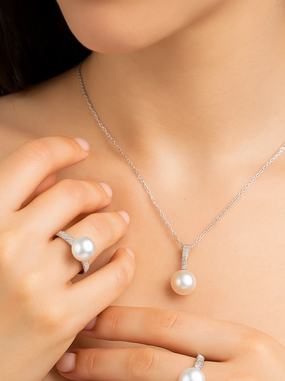 Комплект украшений в стиле Vancleef, Messika, Bvlgari, серьги, кольцо, браслет, цепочка — XULUX-KLEVER-БЕЛЫЙ