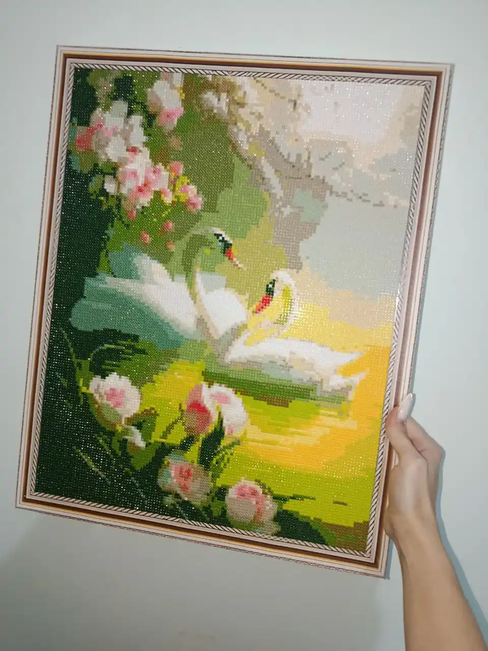 Olmosli mozaika, almazniy mazayka "HAYVONLAR" mavzusida, ramkaga tortilgan, 40*50 sm