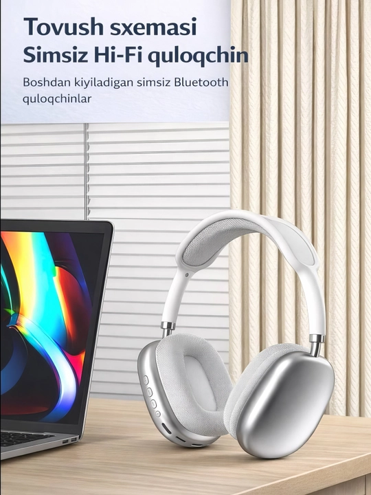 Simsiz Bluetooth quloqchinlar P9, to'liq o'lchamli, mikrofonli