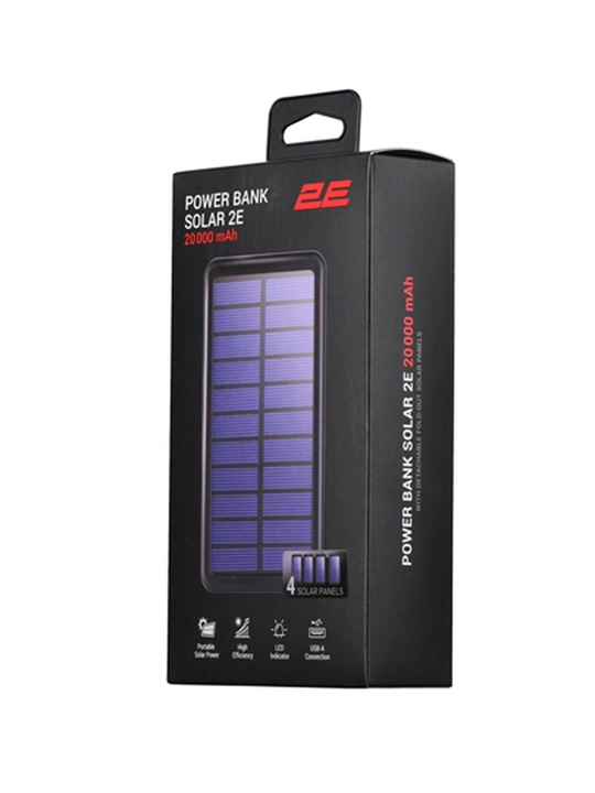 Power Bank с солнечными батареями 2E Solar 20000mAh, 2E-PB2013-черный