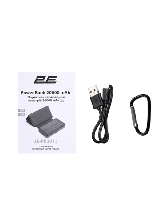 Power Bank с солнечными батареями 2E Solar 20000mAh, 2E-PB2013-черный