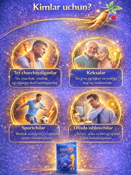 Пластырь Gold Insam с женьшенем, средство от мышечных болей и воспалений, 25 штук