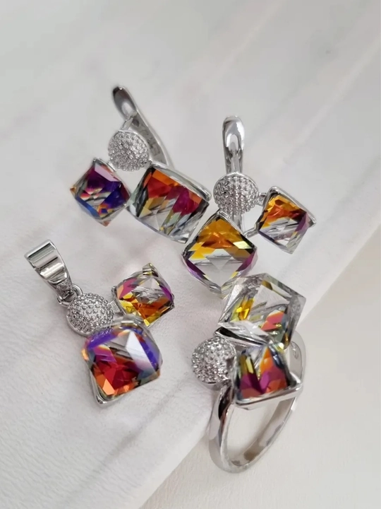 Набор украшений, серьги, кольцо, цепочка XUPING Stainless Steel, в подарочной коробке