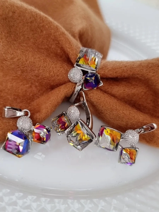 Набор украшений, серьги, кольцо, цепочка XUPING Stainless Steel, в подарочной коробке