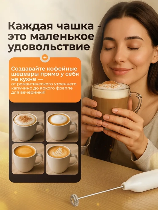 Капучинатор для молока на батарейках, с 3 режимами скорости ручной