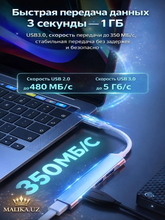 USB HUB 3.0 Type A+C 4 portli, USB hub adapteri