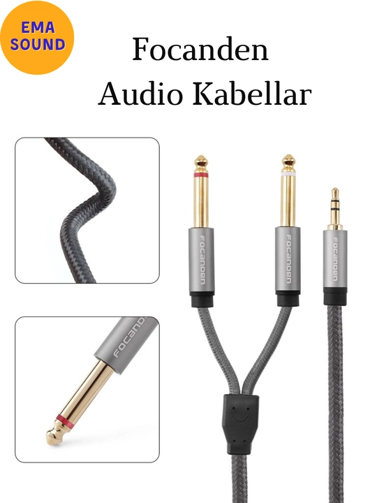 Focanden Aux Jack Stereo kabeli, 1.5 metr, 3 metr, 5 metr - 
