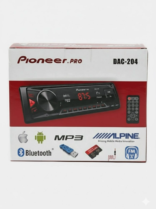 Автомагнитола Pioneer Pro DAC-204, Bluetooth, USB, AUX, пульт в подарок - 