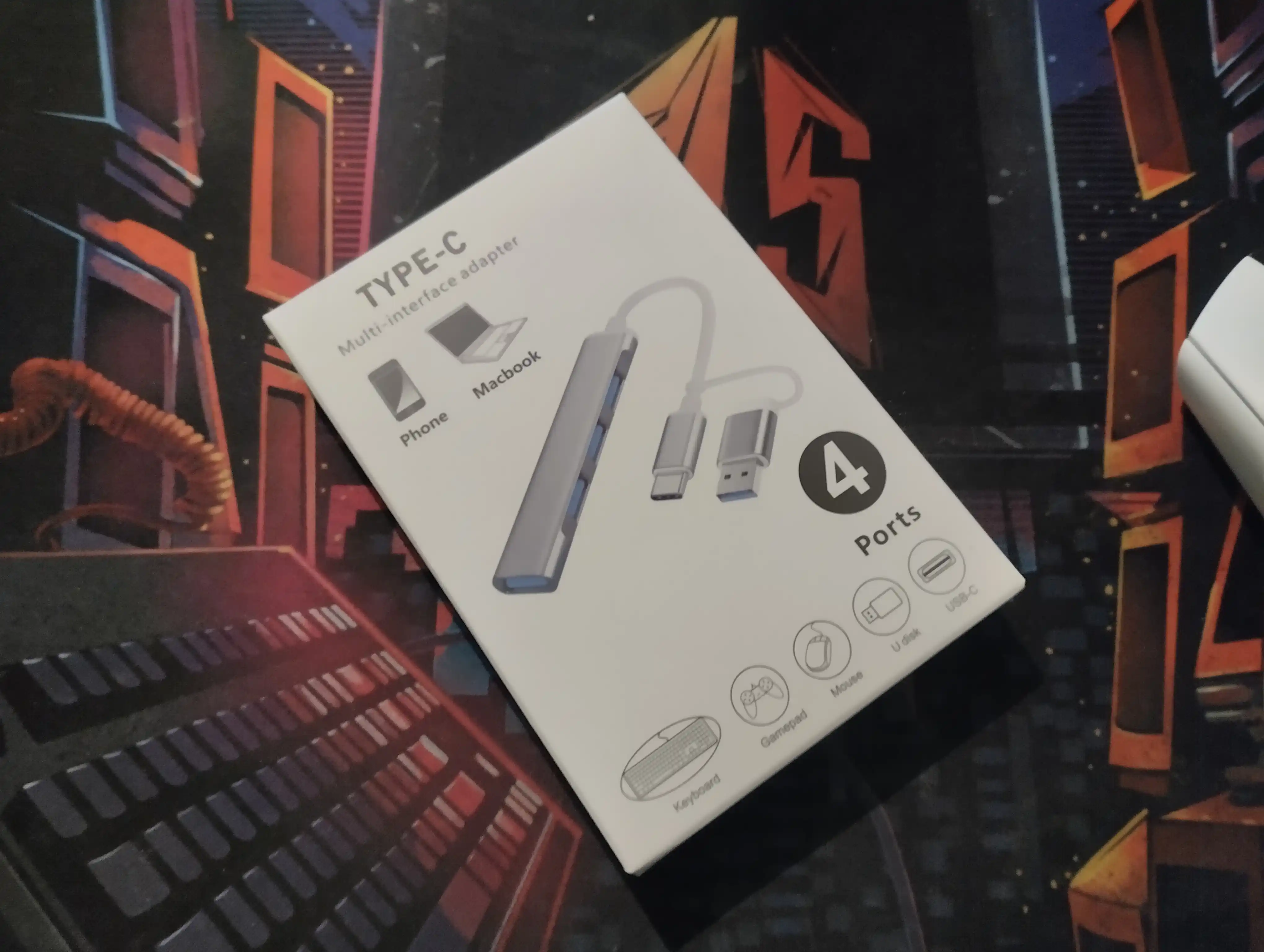 4 portli USB HUB 3.0 Type-C Hub konsentratori, USB porti