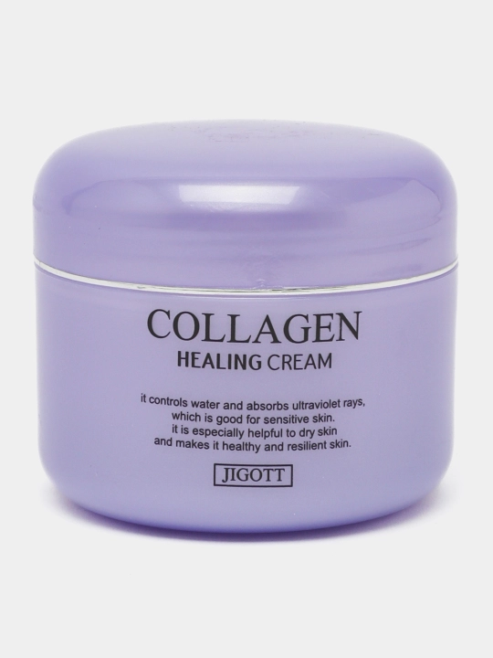 Питательный ночной коллагеновый крем омолаживающий Jigott Collagen Healing Cream, 100 мл - 
