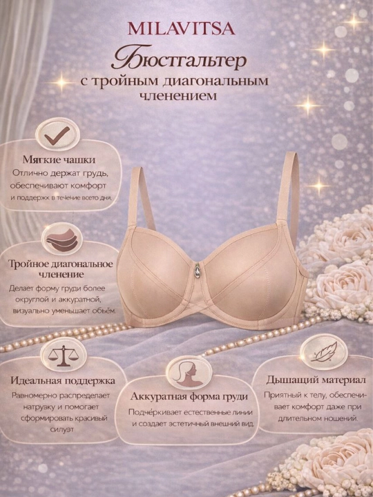 Бюстгальтер с мягкими чашками Milavitsa, 100150